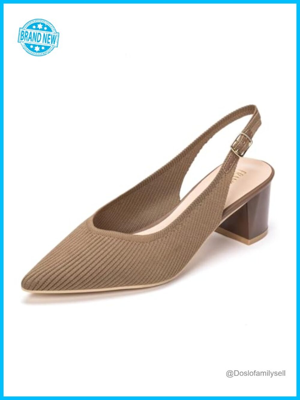 Women's Slingback Heels Pointed Toe Chunky Block Pumps Business Casual Shoes